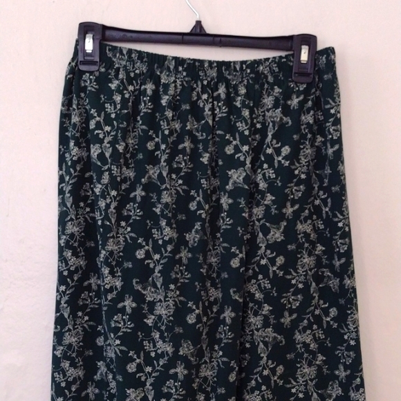 Vintage Isabelle Green Print Elastic Waist Pants Fits Size S - Picture 2 of 9